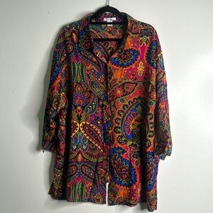 Karen Kane multi color slik button up tunic size 3x color full